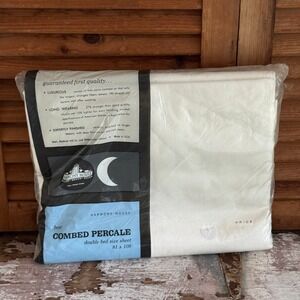 Vintage Harmony House White Combed‎ Percale Double Bed Flat Sheet 81x108 No 6908